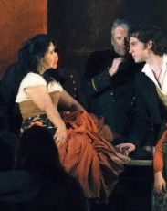 Jana Sykorova, contralto, as Mercdes at the Royal Opera House, Covent Garden, 2008, with  Kyle Ketelsen as Escamillo